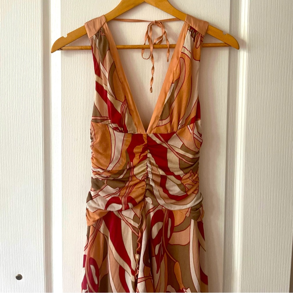 bebe Multicolor Abstract Midi Dress
